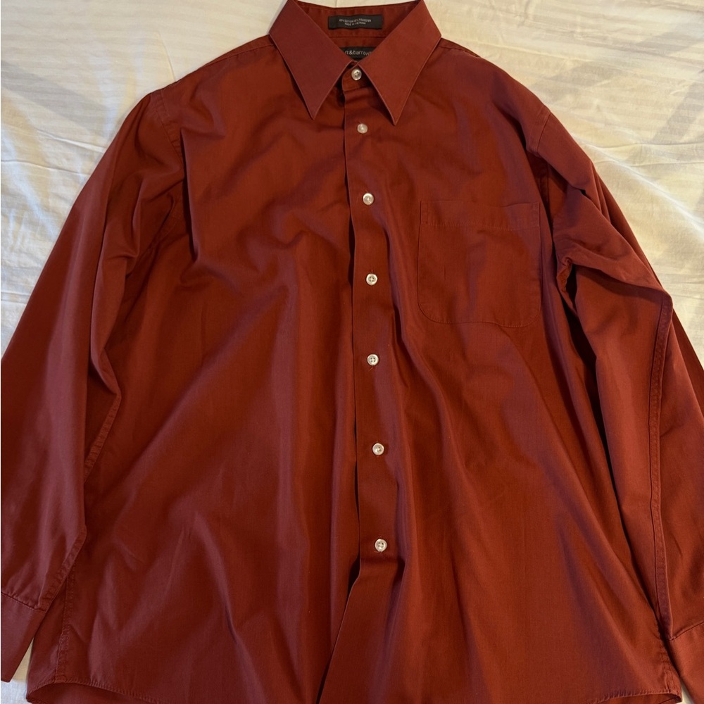 Croft & Barrow Easy Care Men's Dress Shirt Red Button Up Size Medium